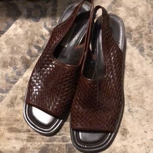 leather Apostrophe braided leather sling backs